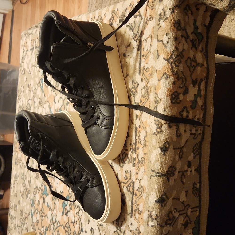 Women's Black High-Top Sneakers with Cream Sole